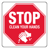 Aero Healthcare Poly Clean Hands Stop Sign 30 x 30cm